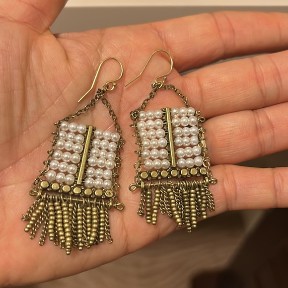 Silpada Gold and White Tiered Beaded Earrings - Picture 7 of 7